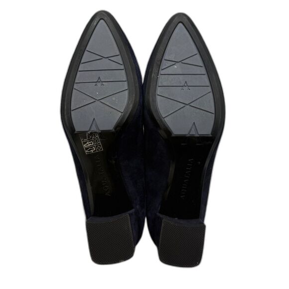 Aquatalia Suede Stacked Heel Pasha Pump - Navy 9M - Picture 7 of 12